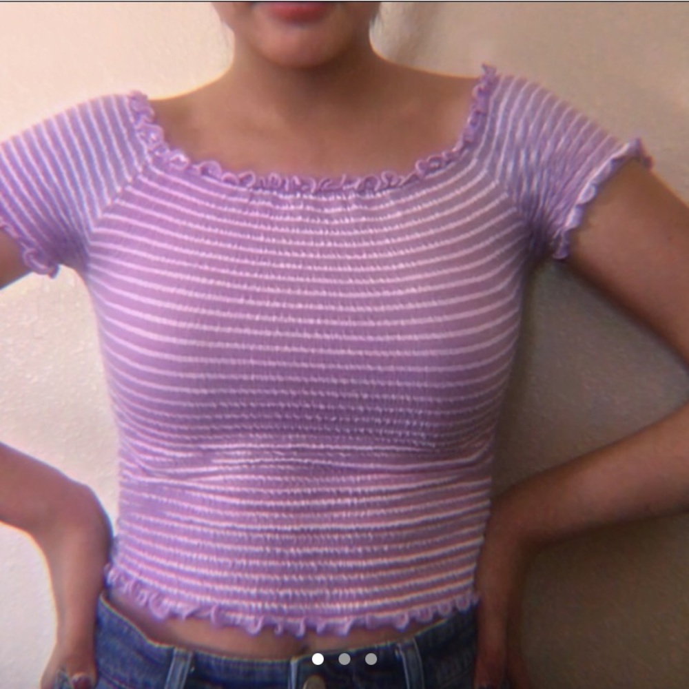 lettuce cut crop top purple and white